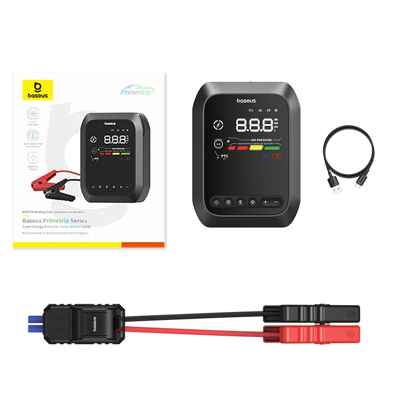 

Устройство пуско-зарядное Baseus 4 в 1 с автомобильным воздушным насосом, 1200 а