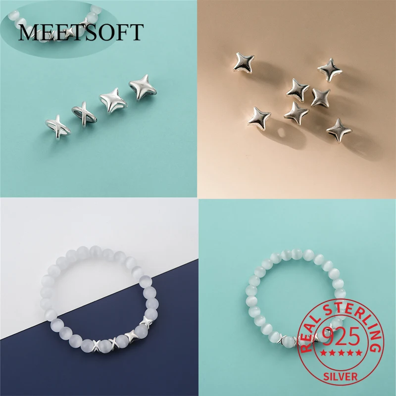 S925 Стерлинговое Серебро винтажные звезды Doji перегородка бусины DIY браслет