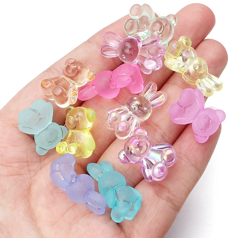 

30Pcs/Lot Colorful Acrylic Beads Bear/Rabbit Shape Acrylic Loose Spacer Beads For DIY Jewelry Making Bracelet Accessories