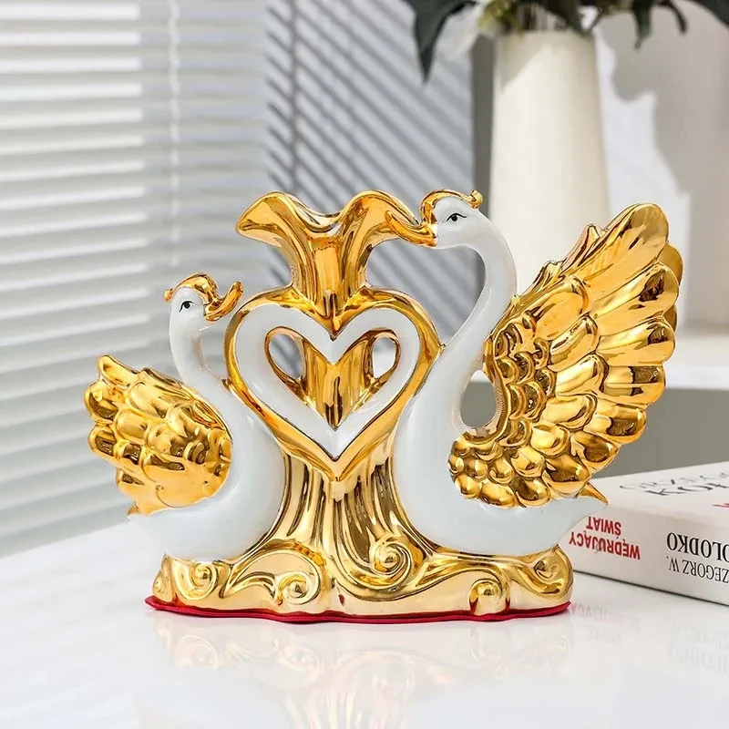 

Ceramic Swan Vase Arrangement Dining Table Home Decoration Accessories Creative Lovers Vase Wedding decoration