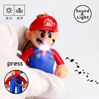 new super mario mini flashlight keychain anime figure mario glowing sounding flashlight toy for boys girls collectible keychain