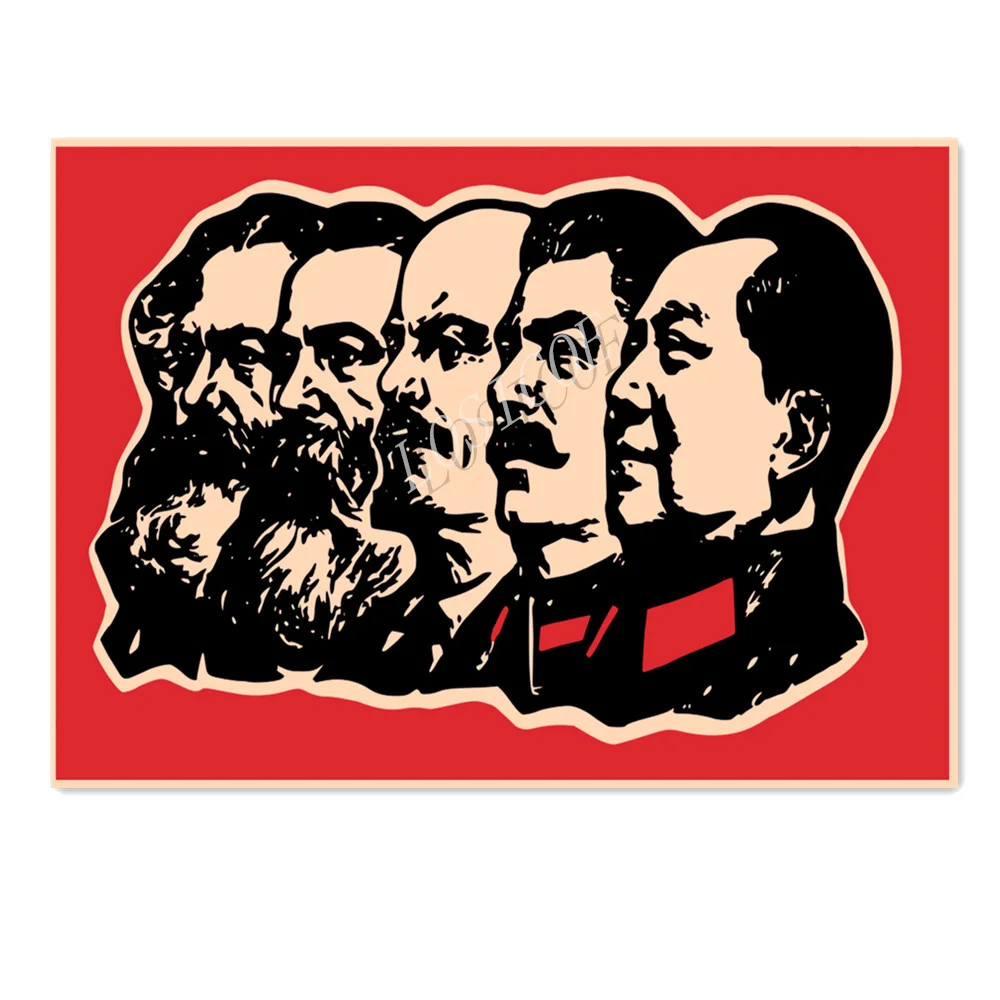 

Marx, Engels, Lenin, Stalin, Mao Communist Leader Poster Mural Soviet CCCP USSR Wallpaper Vintage Kraft Paper Posters and Prints