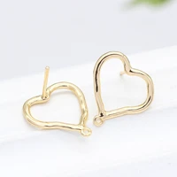 diy accessories copper casting irregular love han edition copper plating 14 k gold earrings heart shaped earrings materials