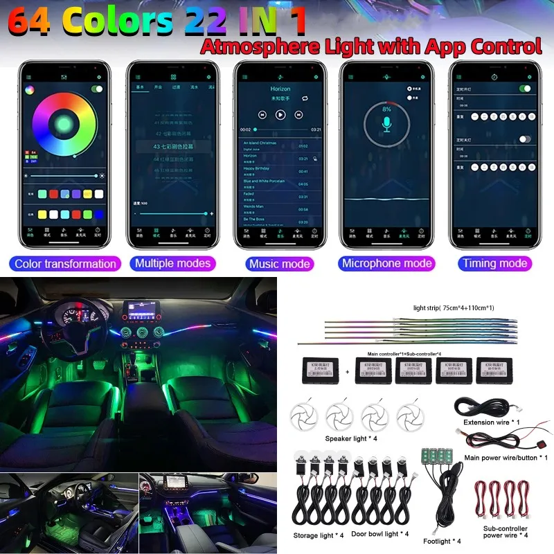 

Универсальная RGB-лампа для автомобиля, 22 в 1