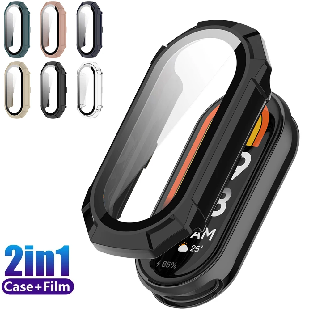 

Чехол для часов, защитный чехол для Xiaomi Mi Band 8 miband 8, жесткая рамка из поликарбоната + закаленное стекло, чехлы с полным покрытием, аксессуары для корпуса