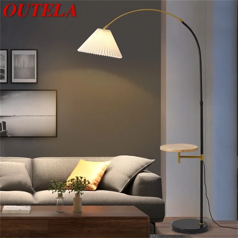 

OUTELA Contemporary Floor Lamp Nordic Creative LED Vintage Standing Light for Home Decor Hotel Living Room Bedroom Bed Side