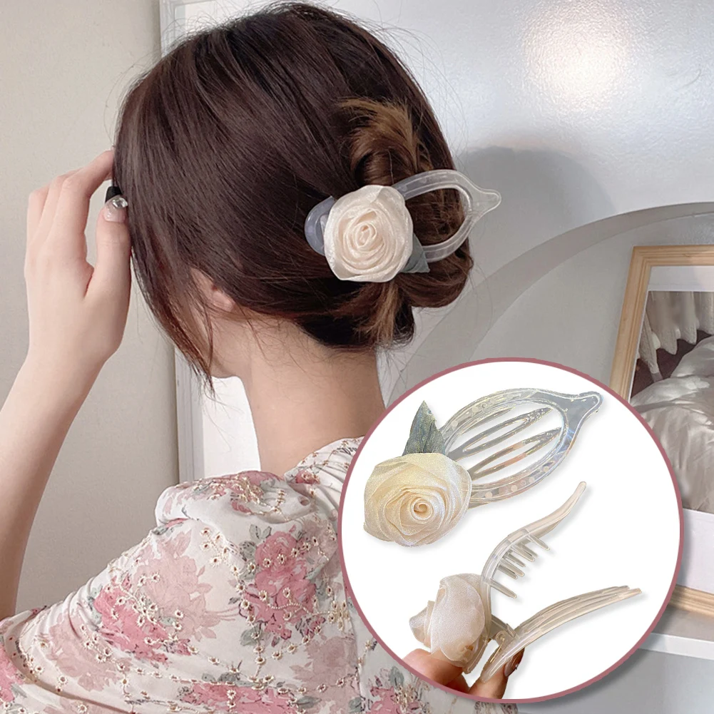 

2022 French-style Rose Hairpin Back Of The Head Girls Temperament Duckbill Clip Elegant Shark Clip Headdress Hair Accessories
