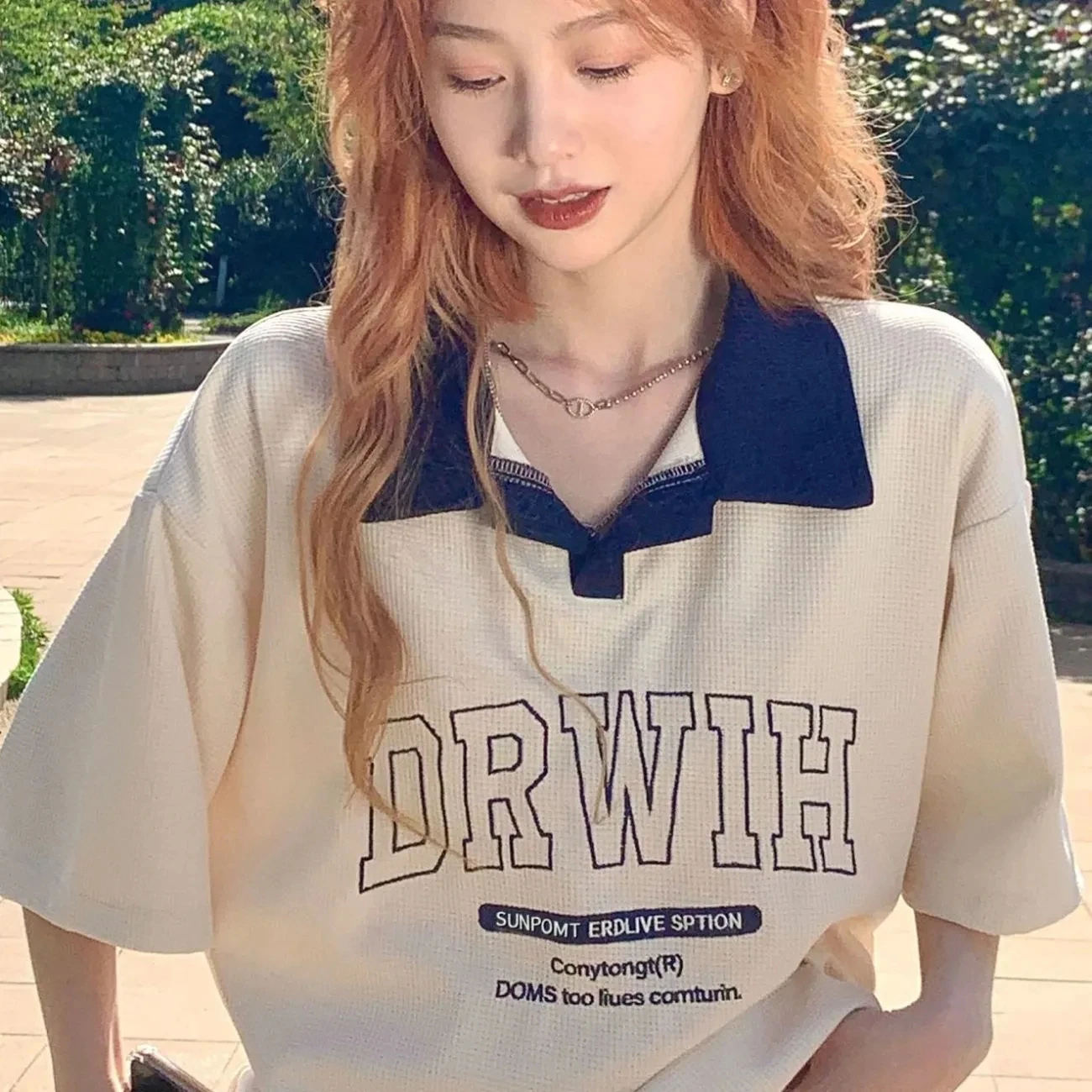 

Cotton Waffle POLO Short Sleeve T-Shirt Women Clothing Beautiful Blouse Loose Urbane Casual Aesthetic Summer Top 2022 New