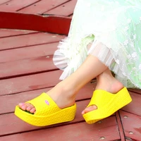 2022 new high heel wedges slippers for women summer beach lightweight casual shoes outdoor height increase rubber slipper slides