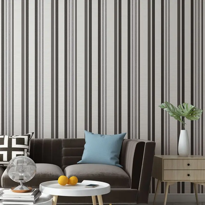 

Modern Black White Striped Wallpapers for Living Room Walls PVC Vertical Stripes Wallpaper Roll papel de parede listrado