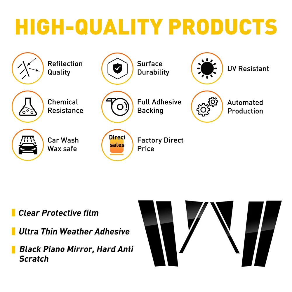 8 шт. черная накладка на столб для окон VW Polo MK6 2019 2020 аксессуары пленка окно с