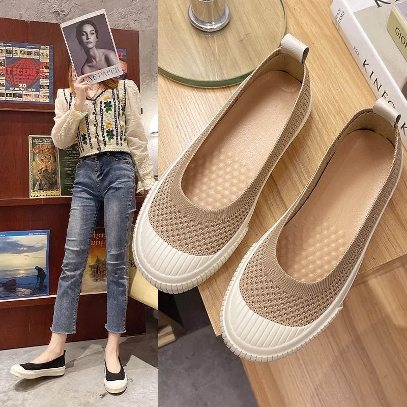 

New Women Shoes Shallow Fashion Woman Flats Breathable Wear-resistant Casual Flat Shoes Round Head Mesh Ladies Loafers Sapatos