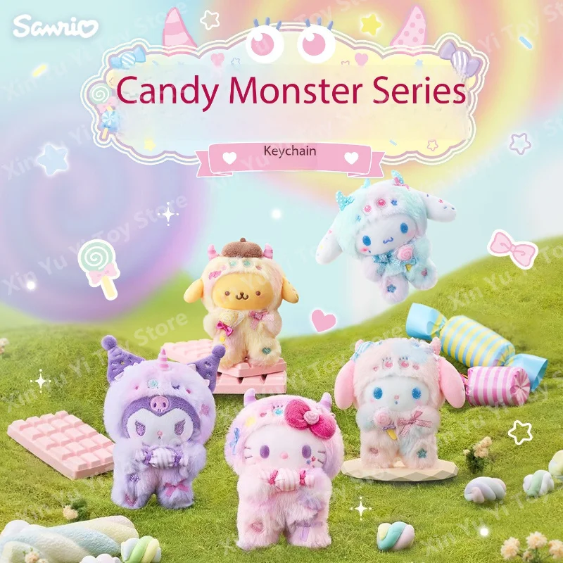 Фото Официальный плюшевый брелок Sanrio Candy Monster: Куроми, Хелло Китти, Синаморолл. Милая мягкая игрушка-подвеска для сумки, украшение, подарки на день рождения. №1