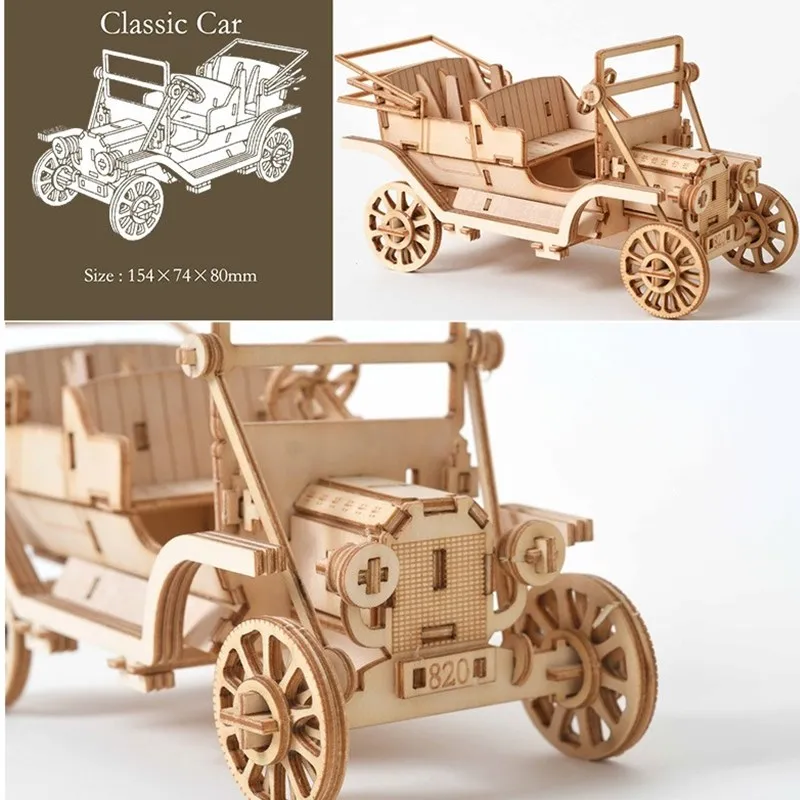 Laser Cutting DIY Sailing Ship Train Airplane Toys 3D Wooden Puzzle Toy Assembly Model Kits Desk Decoration for Children Kids 2