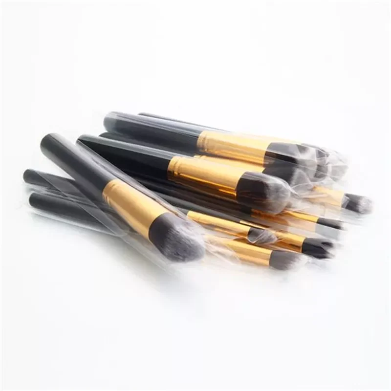 

NEW2023 10pcs High-quality Professional Cosmetic Makeup Brushes Set Black & Golden Foundation Powder Make Up Brush Beauty To