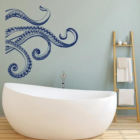 Наклейки на стену ванной комнаты Kraken Осьминог щупальца стикер стены винил украшение дома морская рыба морские фрески Съемная наклейка A626
