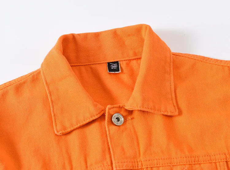2022 New Hot Slim Mens Jackets and Coats Casual Denim Jacket Men Veste Homme Men Jeans Jacket Male Purple Orange images - 6