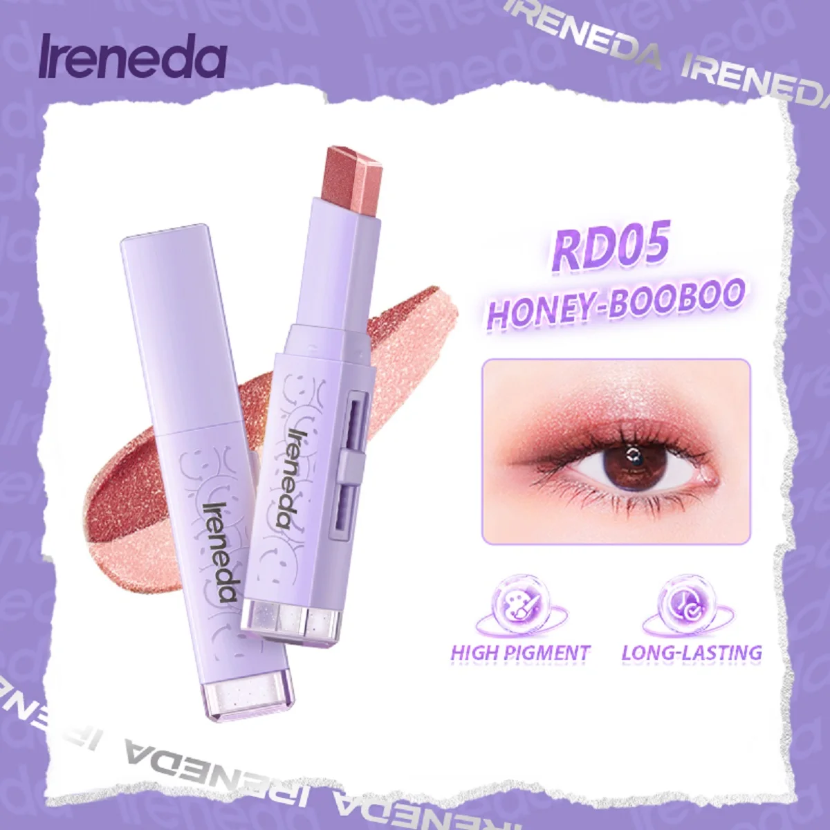 

IRENEDA Double Glitter Eye Shadow Sticks Long-Lasting Waterproof High Pigment Shimmer Eyeshadow Beauty Makeup Women Cosmetics