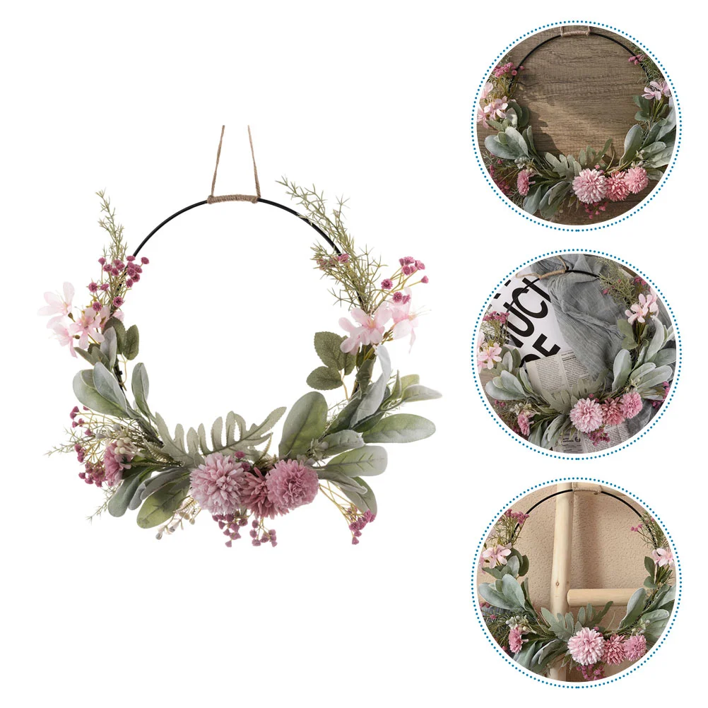 

Artificial Garland Green Tinsel Garland Farmhosue Door Wreath Dried Flowers Metal Hoop Wreath Plastic Summer Flower Wreath