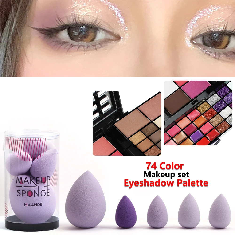 

Палитра теней для век, 72 цвета, мерцающие, матовые, нюдовые, стойкие, пигментные водостойкие тени для век, макияж с подушечкой для красоты