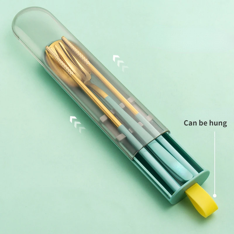 

Spoon Fork Chopsticks Cutlery 3 Pieces/Set Stainless Steel Cutlery Box Children Adult Travel Portable Kitchen Accessories