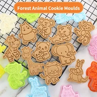 baking mold forest animal cartoon elephant lion household diy cookie cutter mold 3d stamp pressed rock candy fondant baby cookie