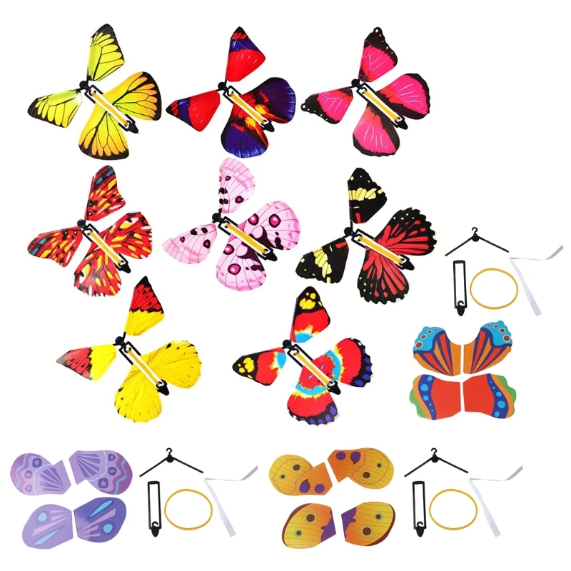 

10 PCS Flying in the Book Fairy Rubber Band Powered Wind Up Butterfly Toy Great Surprise Gift magic trick mochilas harry poter
