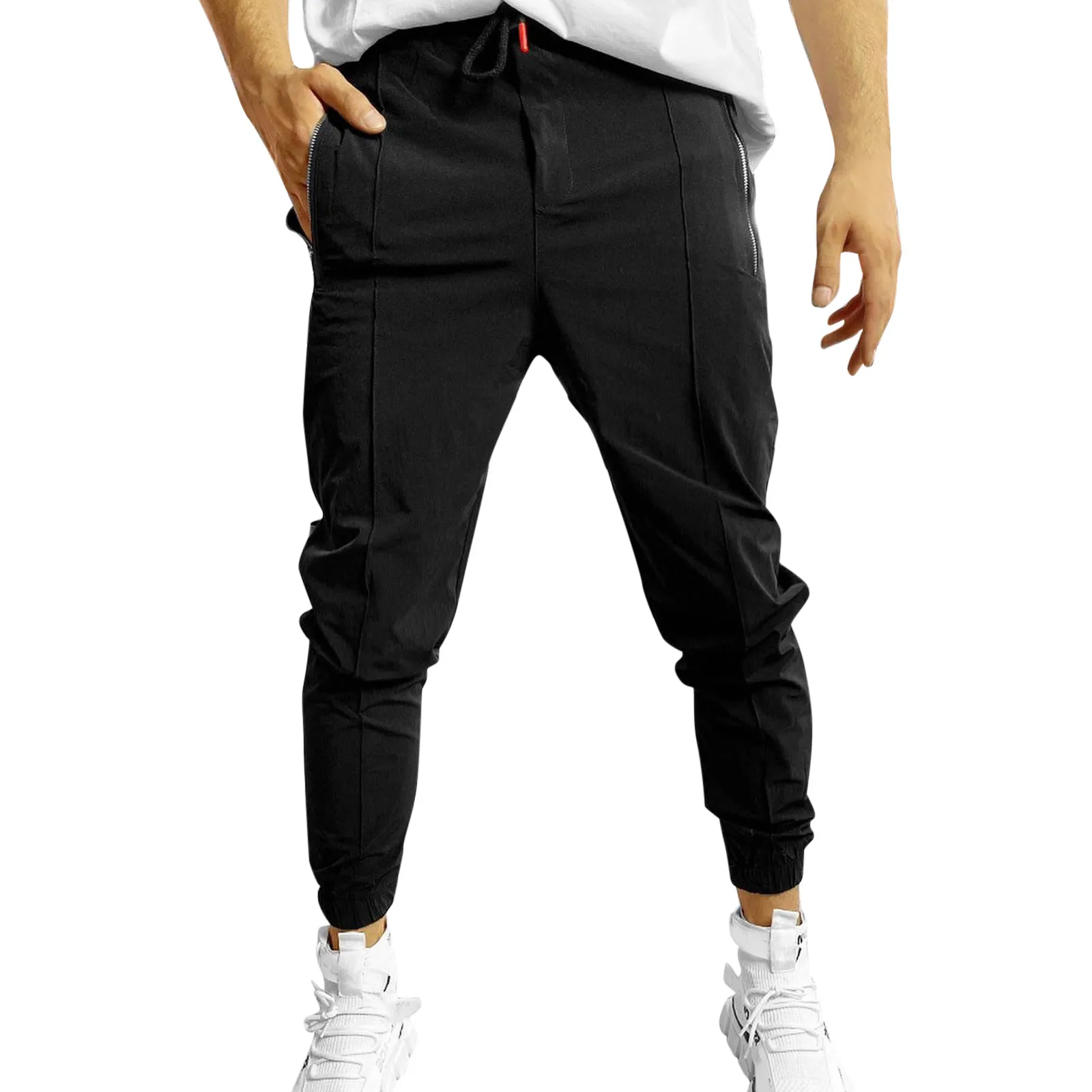 

Quick-drying Casual Zipper Breathable Elastic High Pants Thin Sports Men's Pockets Trousers Men's pants
