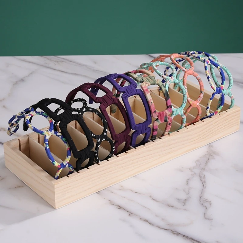 2Pc-Hair Hoop Storage Rack Wooden Jewelry Display Stand Hair Rope Jewelry Storage Box Desktop Tray Jewelry Display Rack