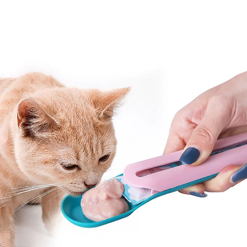 

Feeding Cat Pet Supply Puppy Cat Portable Cat Feeder Plastic Cat Strip Squeeze Snacks Pet Canned Spoon Cat Feeding Spoon Liquid