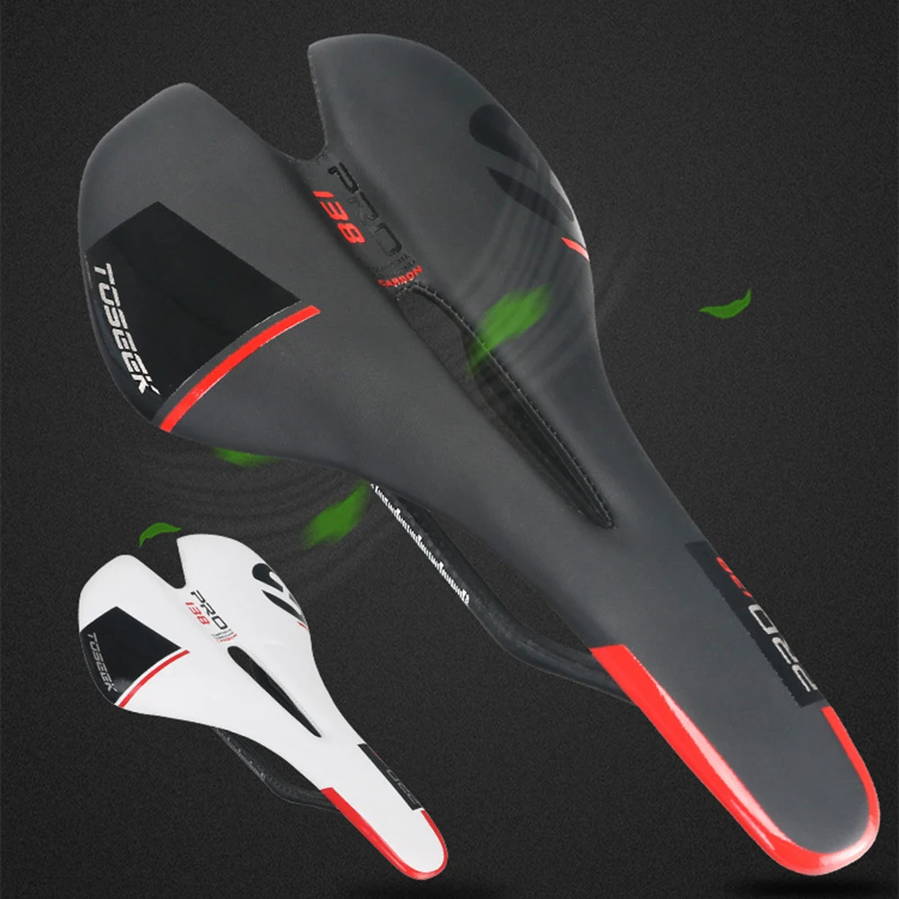 Велосипедное седло TOSEEK PRO138, полностью кожаное седло из углеродного волокна для горного велосипеда, Ультралегкая ажурная Передняя подушка