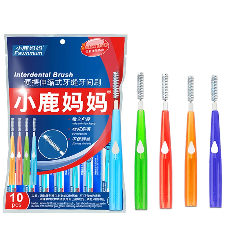 

10pcs 0.6-1.0mm Interdental Brush Push-Pull Toothpicks Clean Teeth Brushes Braces Dental Tool Orthodontic I-shape Toothbrush