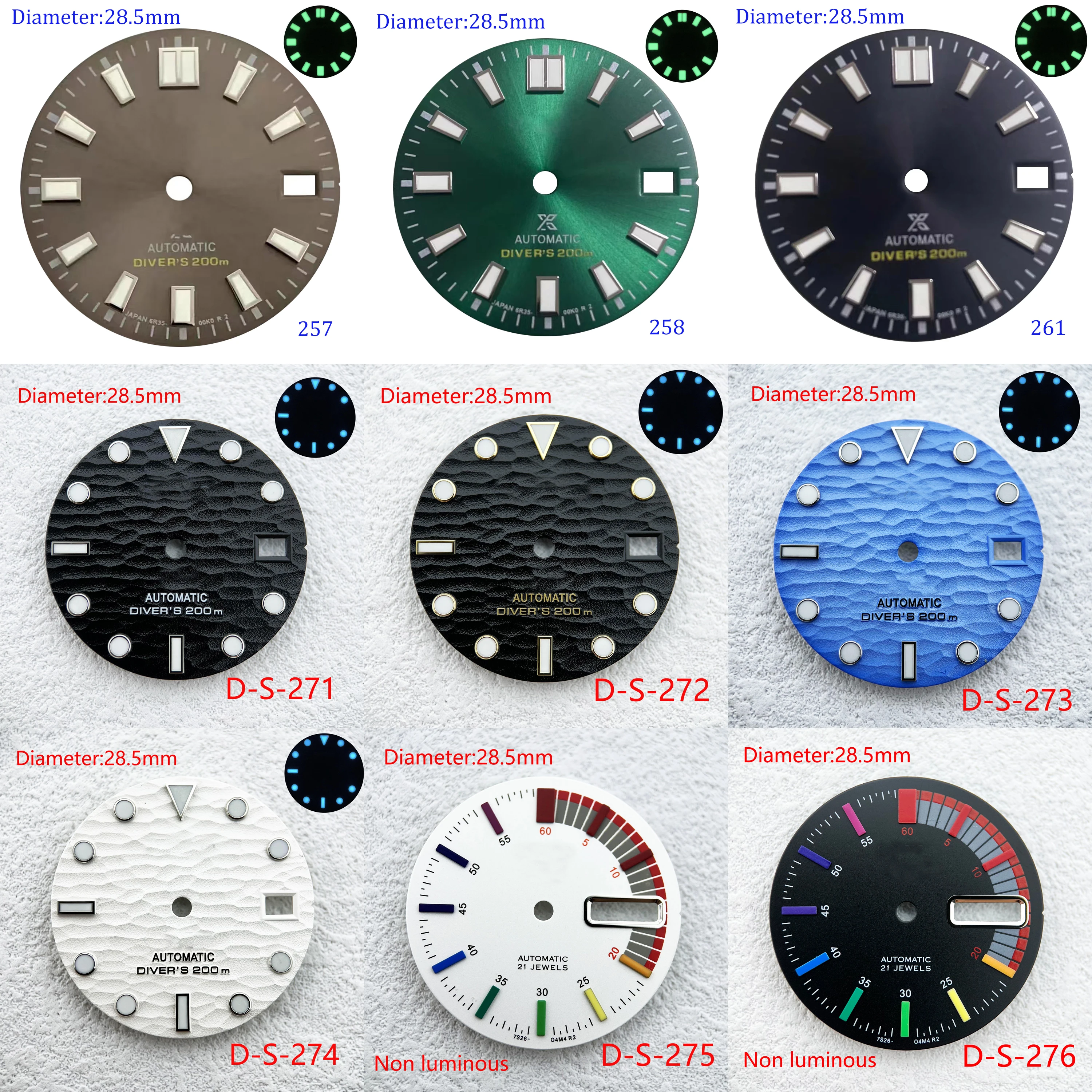 

28.5MM Dial NH35 dial C3 luminous dial NH35 movement watch accessories private customized logo dial