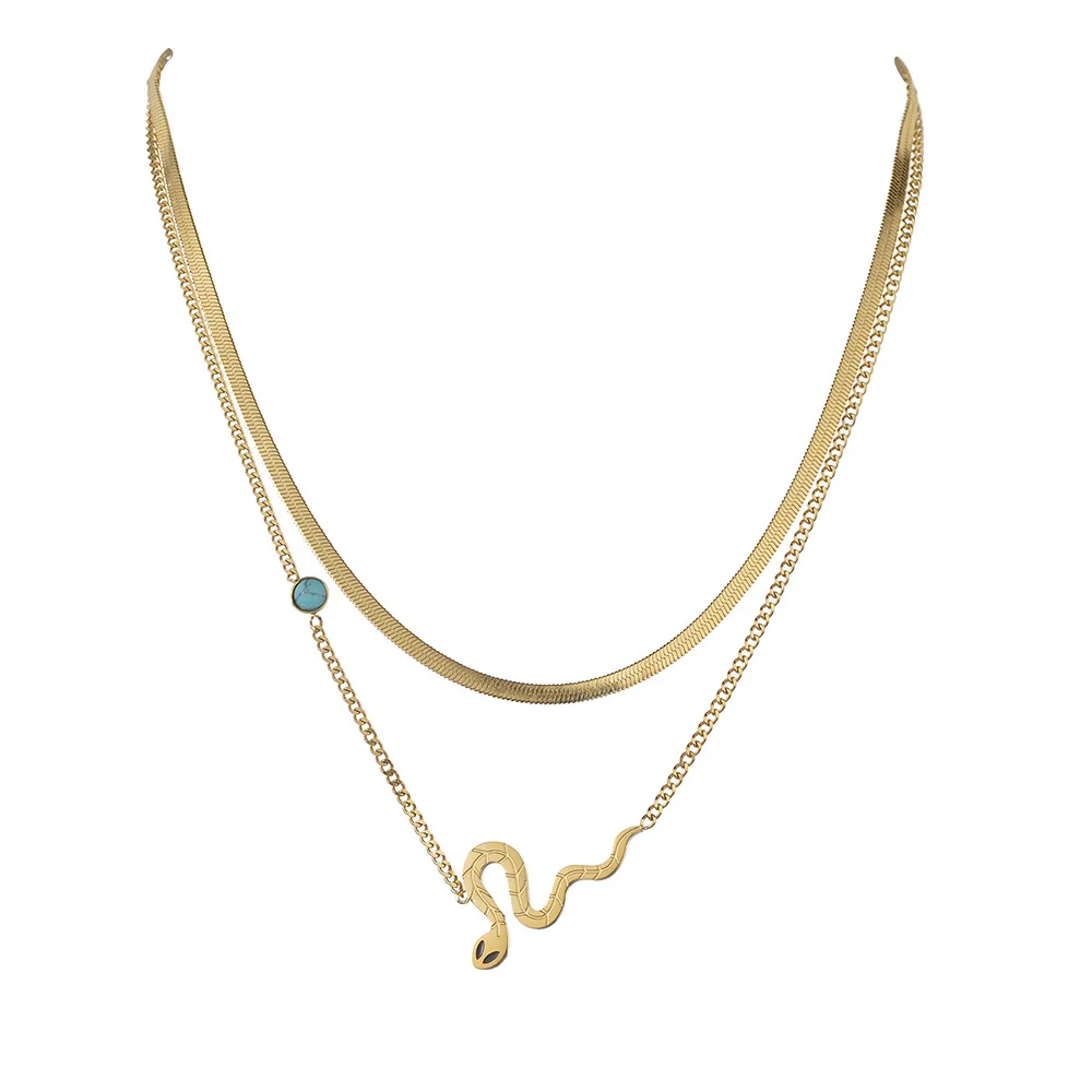 

Snake Pendant Necklace for Women Gold Color Multi Layer Stainless Steel Chain Party Gifts Fashion Jewelry Free Shipping