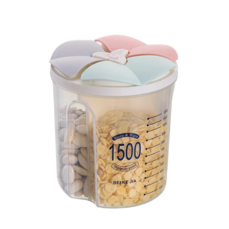 

3 Grids Cat Food Sealed Ring Bottles Kitchen Storage Box Transparent Dog Food Canister Keep Fresh Pet Food Container