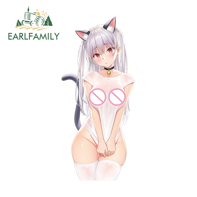 

EARLFAMILY 13cm x 5.8cm for Waifu Loli Cat Girl Cute Car Sticker Personality Surfboard Decal Creative Motorcycle Car Accessories