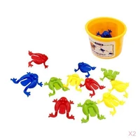 24pieces assorted jumping frog toy with bucket hopper game kids party favors