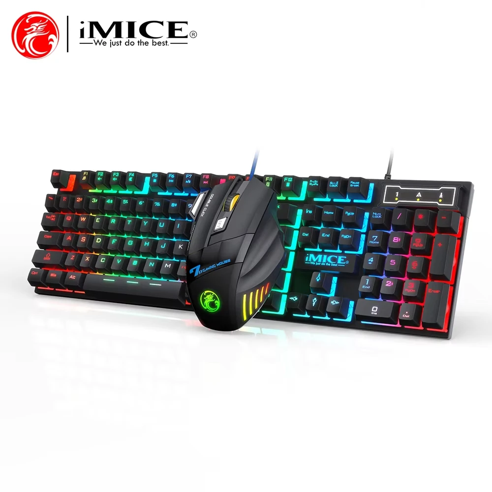 Проводная игровая клавиатура и мышь с RGB-подсветкой, водонепроницаемые, эргономичный дизайн, механическая клавиатура для ПК и ноутбуков (art.: 3920dc3a3bc50) - 3920dc3a3bc50
