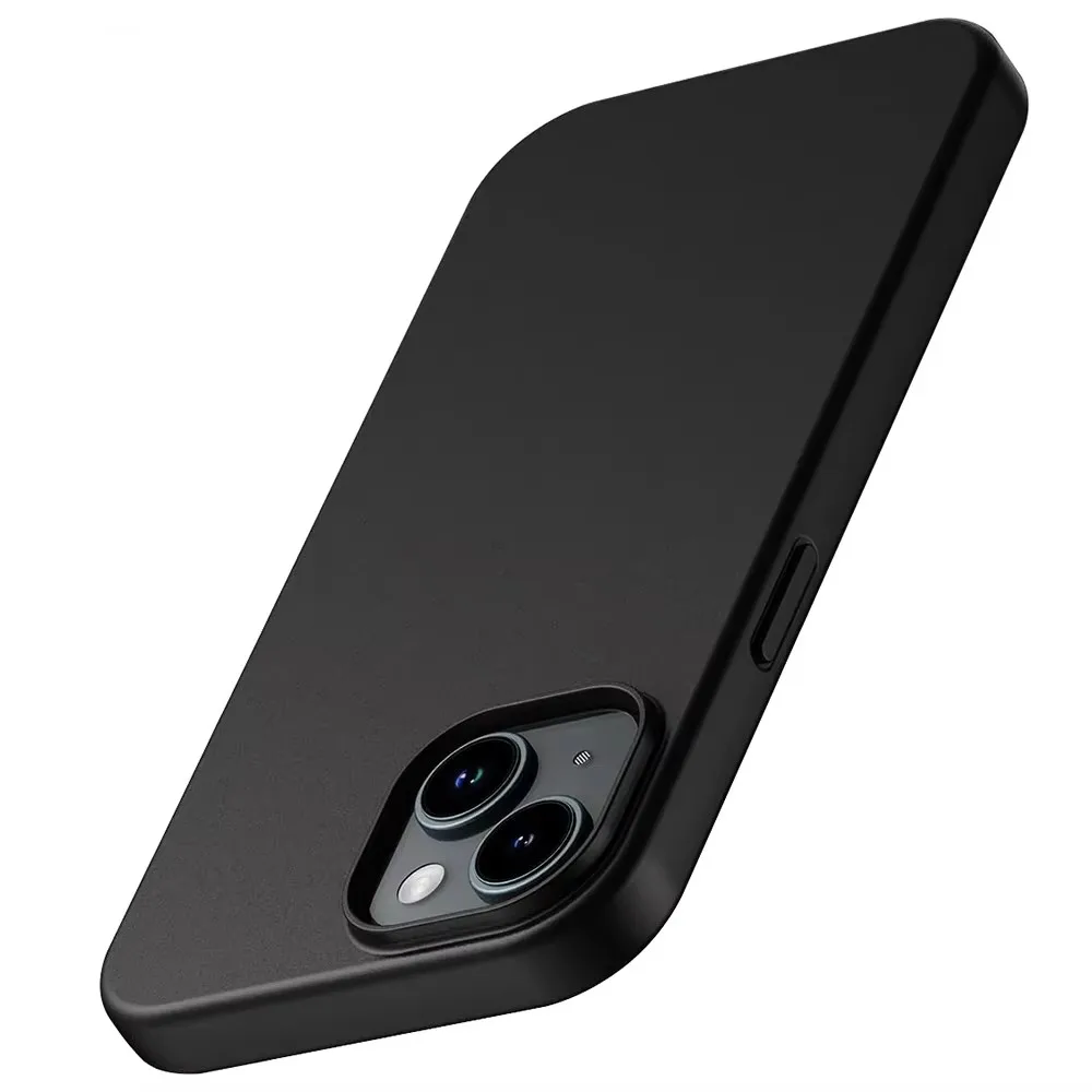Luxury Matte Silicone Soft Case For iPhone 16 15 14 Plus 13 12 Mini 11 Pro XS Max X XR SE 2 3 7 8 Plus Solid Black Back Cover
