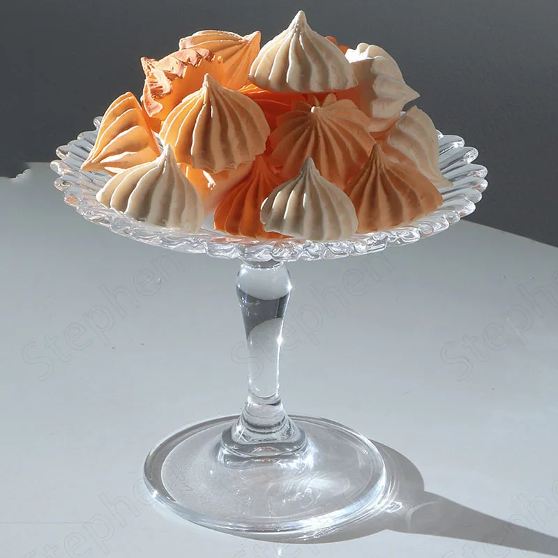 

Creative Tall Glass Fruit Bowl European Afternoon Tea Snack Dessert Plate Transparent Cake Stand Wedding Decoration Ornament