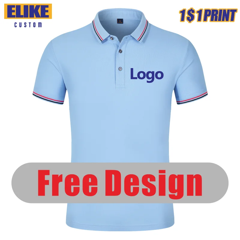 

ELIKE New Polo Shirt Custom Logo Causal Embroidery Personal Company Brand Print Men And Women Clothing 9 Colors Summer Tops S-4X