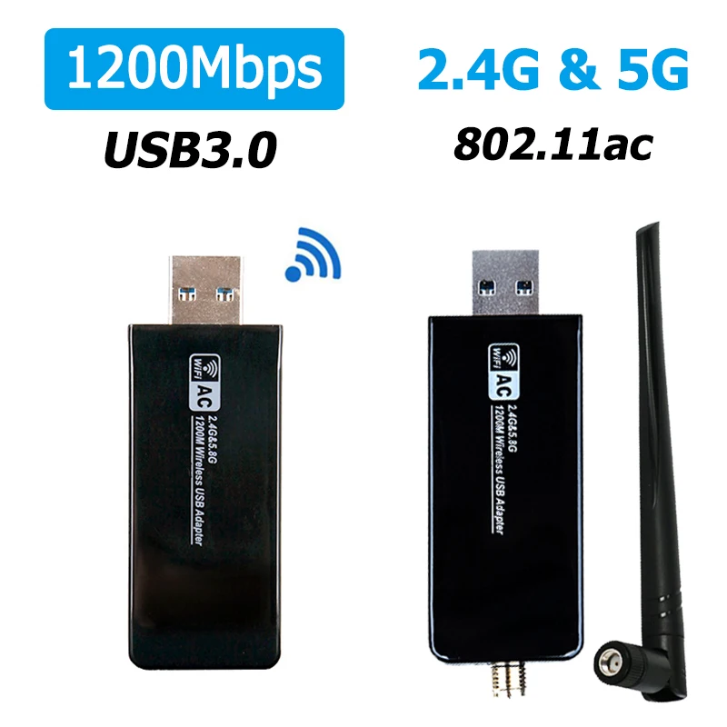 

KuWFi 1200Mbps USB3.0 Wireless Network Card 2.4G&5G Wifi Dongle Wifi Antenna Adapter Wireless Dual Band Wi-Fi For Laptop Desktop