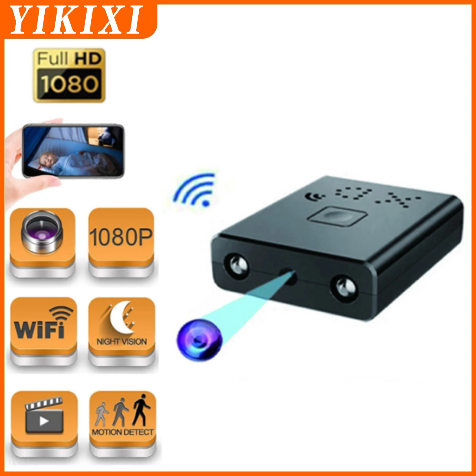 

HD 1080P Wi-Fi видеокамера AP/P2P портативное ночное видение Обнаружение движения Удаленный просмотр аудио рекордер поддержка 128 Гб TF карты