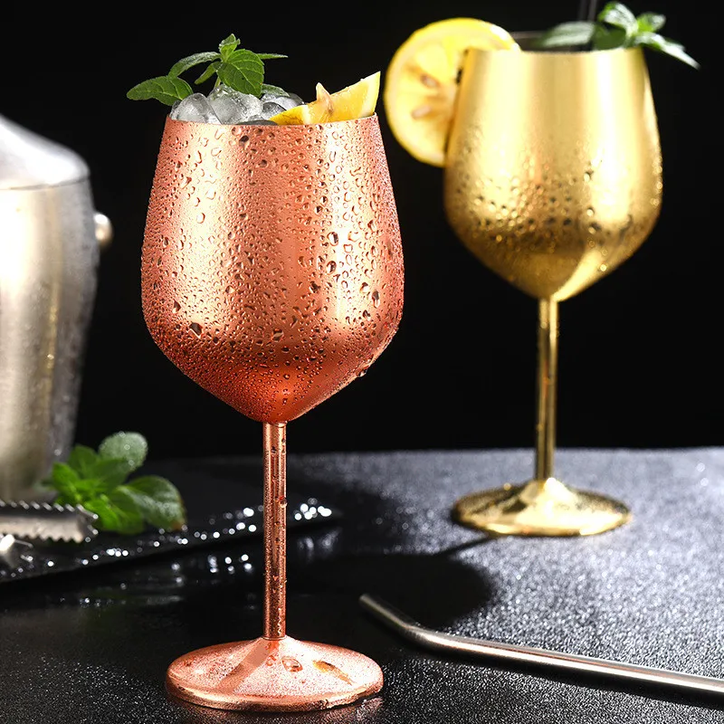 

Stainless Steel Red Wine Glass Silver Rose Gold Goblets Juice Drink Champagne Goblet Party Barware Kitchen Tools 500ml