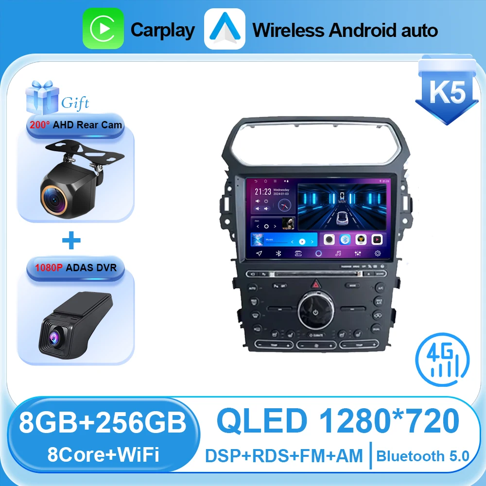 

Android 15 Carplay 4G для Ford Explorer 5 2011-2019 Автомобильный радиоприемник Мультимедийный видеоплеер Навигационный стерео GPS Без 2din 2 din dvd