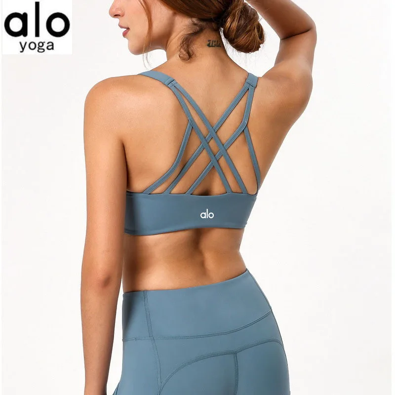 

Alo Yoga Straps Gym Women Sports Bra Crop Top Padded Underwear Fitness Tank Sportswear Exercise Active Wear Workout Clothes