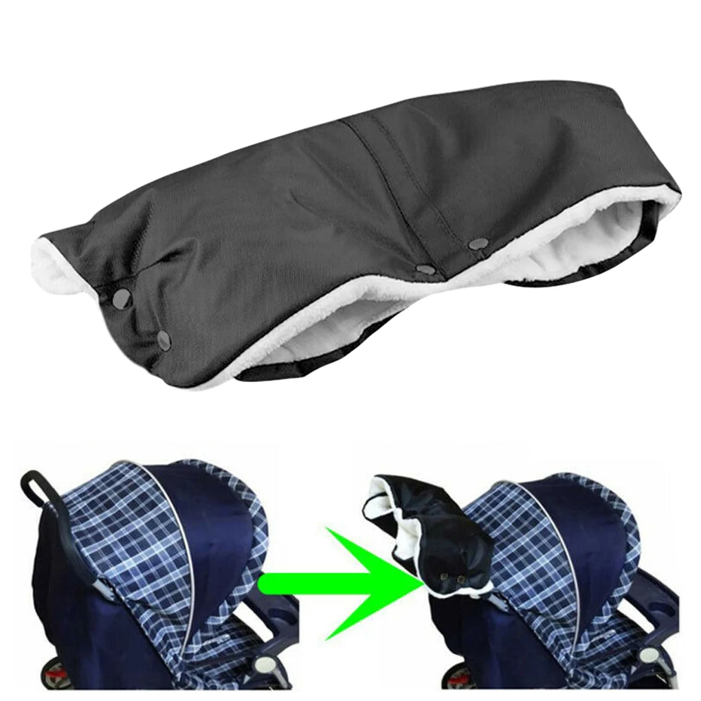 

Waterproof Windproof Anti-Freeze Thick Stroller Muff Baby Jogger Thick Plush Warm Gloves Handlebar Cover