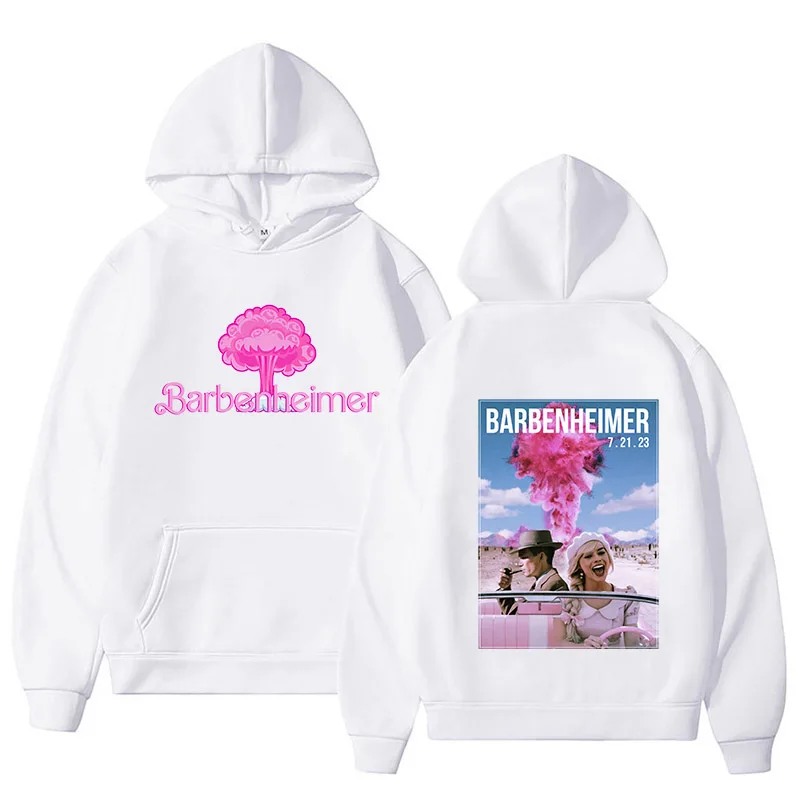 

Толстовки Barbenheimer, красивая уличная одежда, Толстовка для мужчин и женщин, распространенная одежда, худи с графическим принтом, свободная флисовая толстовка