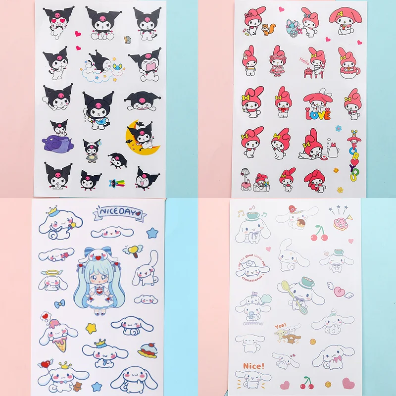

10Pcs Anime Sanrios Kuromi My Melody Cinnamoroll Kawaii Cartoon Sticker Children's Cute Hand Book Water Cup Self-Adhesive Decal