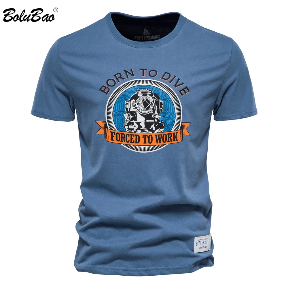 

Мужская футболка BOLUBAO из 100% хлопка с принтом, мягкая классическая футболка высокого качества с круглым вырезом, облегающие мужские футболки